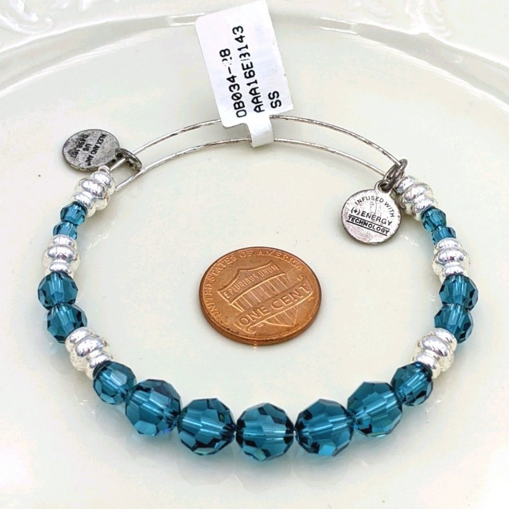 Alex and Ani Swarvoski Blue Silver Bracelet NWT